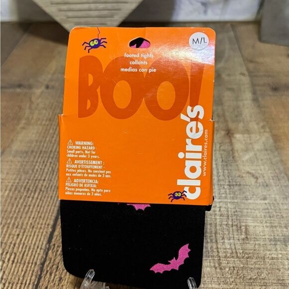 Nwt Claire’s bat themed footed tights size M/L - Picture 1 of 5